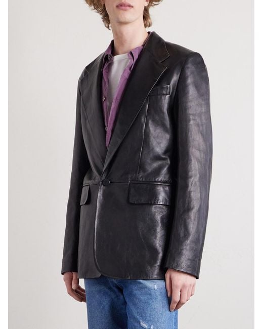 Acne Black Leather Jacket for men