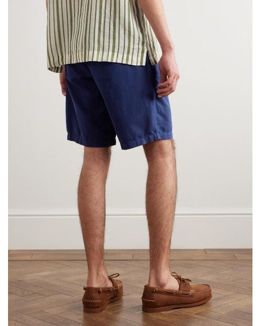 Shorts a gamba dritta in misto lino e cotone di Polo Ralph Lauren in Blue da Uomo