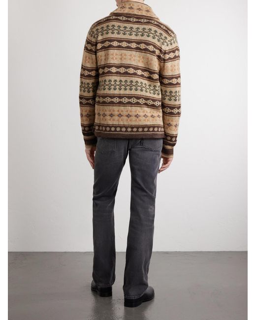 RRL Natural Linen, Silk And Wool-Blend Jacquard Cardigan for men