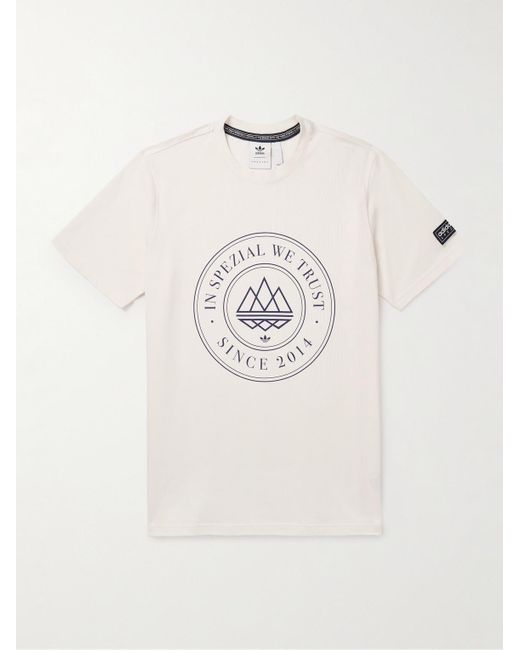 Adidas Originals Natural Mod Trefoil 10 Logo-print Cotton-jersey T-shirt for men