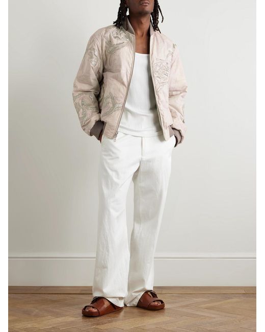Dries Van Noten Natural Reversible Embroidered Floral-Print Cotton And Lamé Bomber Jacket for men