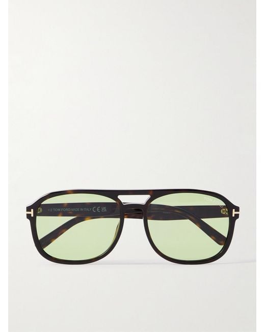 Tom Ford Black Rosco Aviator-Style Tortoiseshell Acetate Sunglasses for men