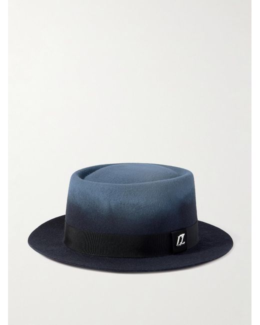 Cappello fedora in feltro di lana merino con finiture in gros-grain Andaloubi di Christian Louboutin in Blue