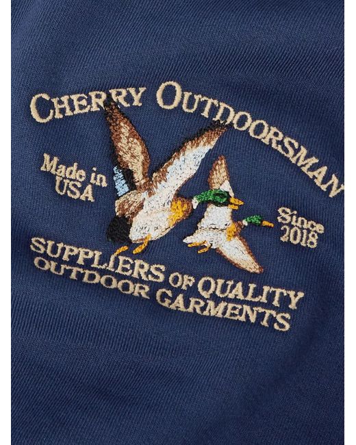 CHERRY LA Hoodie aus Baumwoll-Jersey mit Logostickerei und kurzer Knopfleiste in Blue für Herren