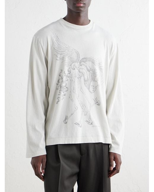 Our Legacy Natural Printed Cotton-Jersey T-Shirt for men