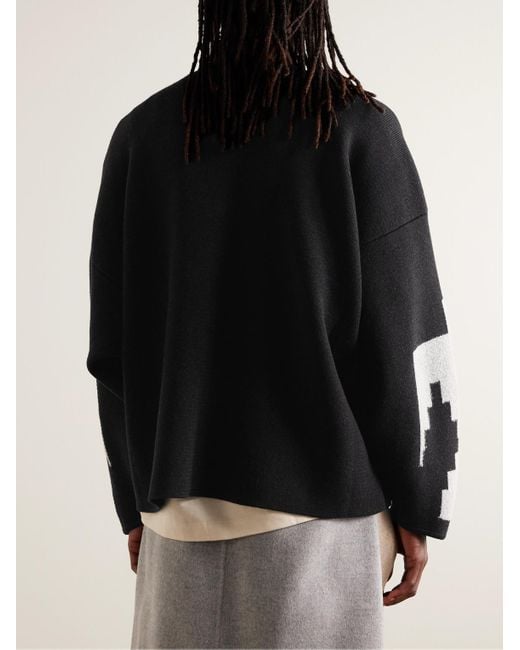 Fear Of God Black Jacquard-knit Wool-blend Zip-up Cardigan for men