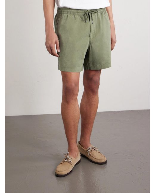 Polo Ralph Lauren Green Straight-Leg Cotton-Blend Seersucker Drawstring Shorts for men