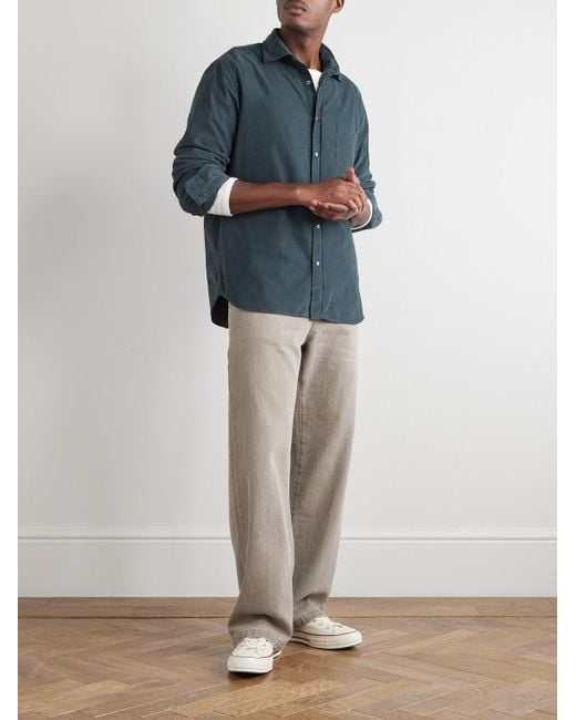 Hartford Blue Paul Cotton-Corduroy Shirt for men