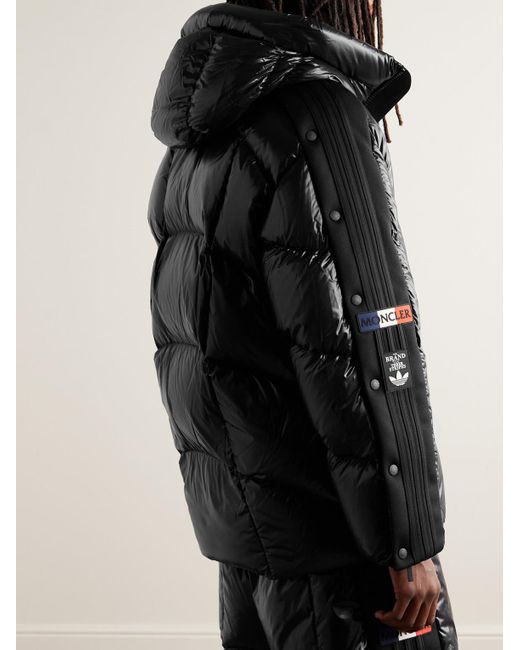 Moncler Genius Black Adidas Originals Beiser Tech Jersey-trimmed Quilted Glossed-shell Hooded Down Jacket for men