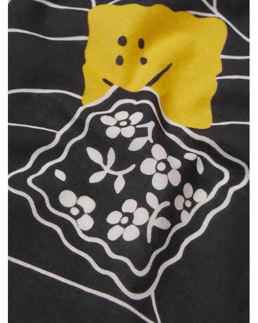 Kapital Black Fastcolor Printed Selvedge Cotton-Voile Bandana for men