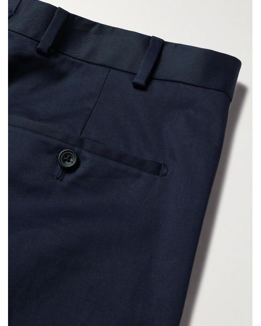 Kingsman Blue Pleated Cotton-blend Twill Shorts for men