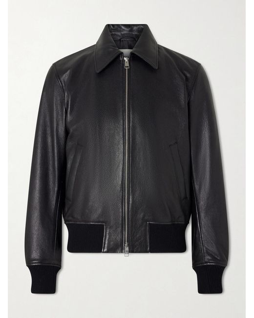 AMI Black Leather Jacket for men
