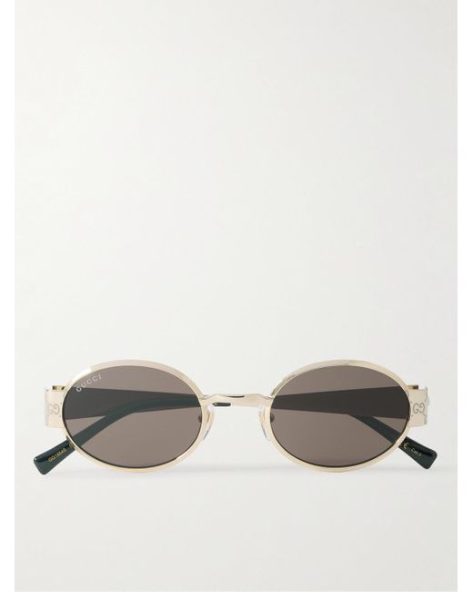 Gucci Brown Ssima Oval-Frame Logo-Print-Tone Sunglasses for men