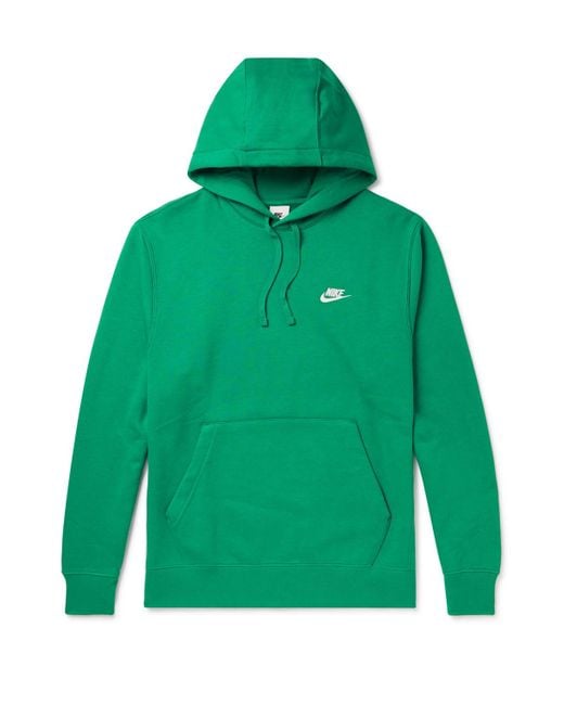 Nike Green Sportswear Club Logo-embroidered Cotton-blend Jersey Hoodie for men