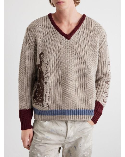 Enfants Riches Deprimes Natural Nu Sur Papier (Iv) Embroidered Cashmere Sweater for men