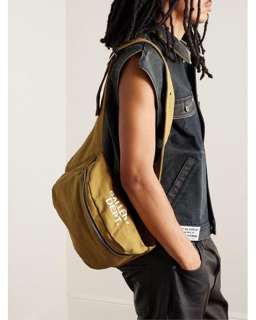GALLERY DEPT. Metallic Logo-Print Appliquéd Cotton-Canvas Belt Bag for men