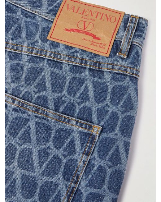 Valentino Garavani Blue Toile Wide-leg Logo-print Jeans for men
