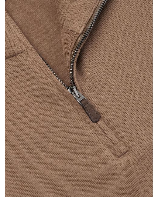 Polo Ralph Lauren Brown Logo-Embroidered Cotton-Jersey Half-Zip Sweatshirt for men