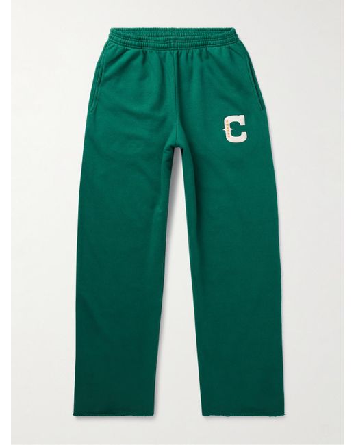 CHERRY LA Green Straight-leg Logo-appliquéd Cotton-jersey Sweatpants for men