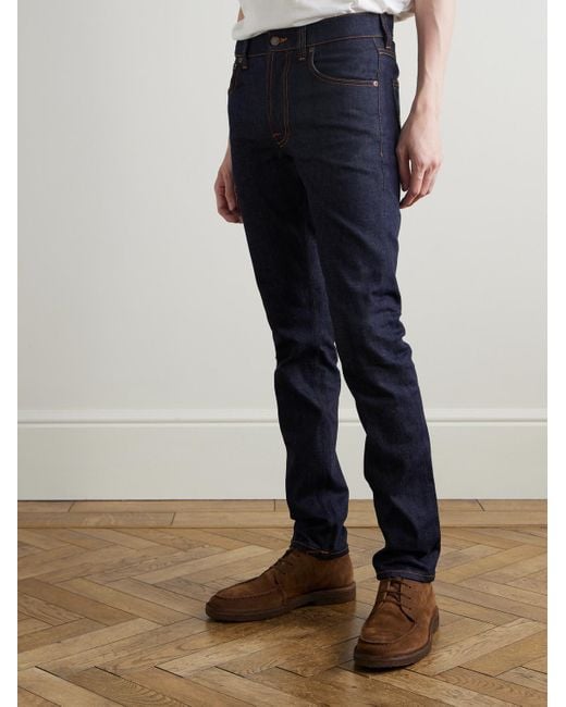 Nudie Jeans Blue Lean Dean Slim-fit Dry Organic Denim Jeans for men