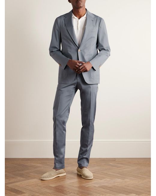 Canali Blue Kei Unstructured Cotton-blend Suit Jacket for men