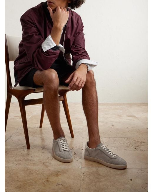 Brunello Cucinelli White Coda Di Rondine Suede Sneakers for men