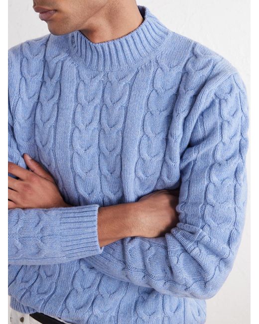 Slowear Blue Zanone Slim-Fit Cable-Knit Virgin Wool Sweater for men