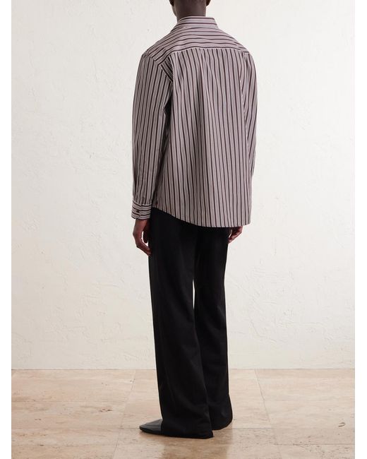 Saint Laurent Brown Striped Cotton Shirt for men