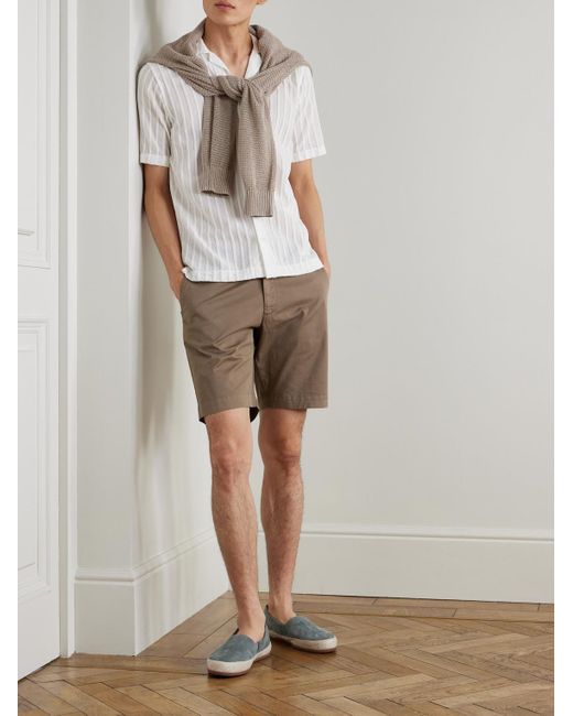Orlebar Brown White Maitan Camp-Collar Chenille-Jacquard Shirt for men