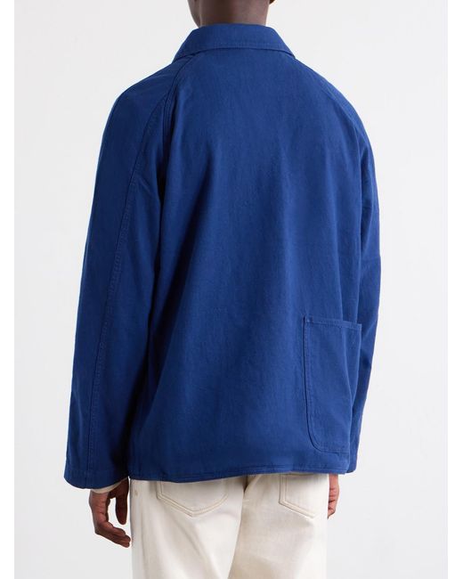 Drake's Blue Cotton And Linen-Blend Chore Jacket for men