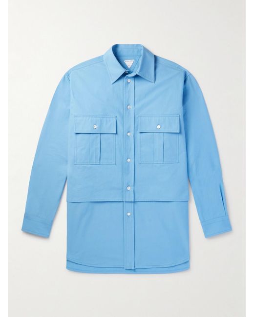 Bottega Veneta Blue Layered Cotton-canvas Shirt for men