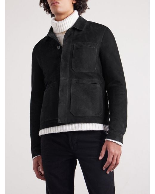 Tom Ford Blue Suede Field Jacket for men