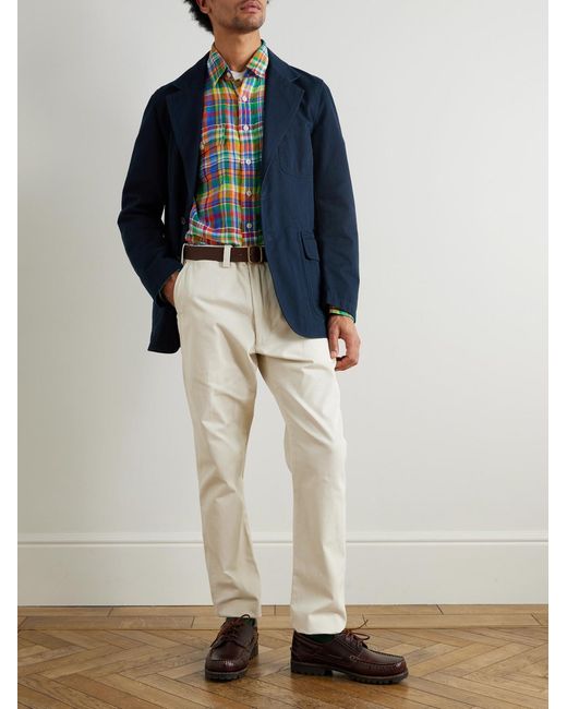 Polo Ralph Lauren Blue Checked Linen Shirt for men