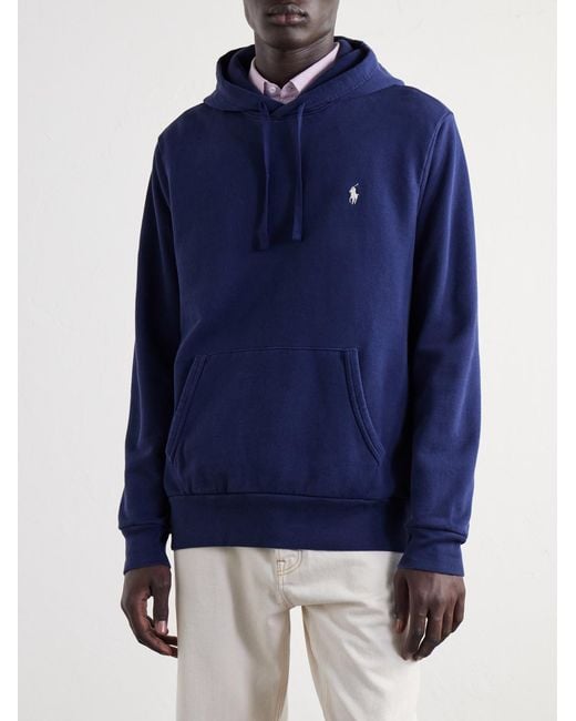 Polo Ralph Lauren Blue Logo-Embroidered Cotton-Jersey Hoodie for men
