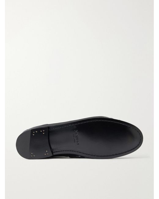 Saint Laurent Black Le Loafer Monogram Logo-appliquéd Leather Loafers for men