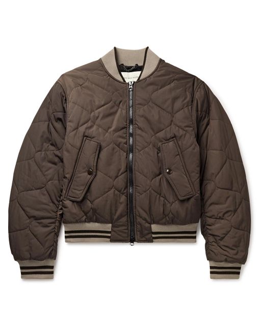 Dries Van Noten Brown Padded Quilted Shell Bomber Jacket for men