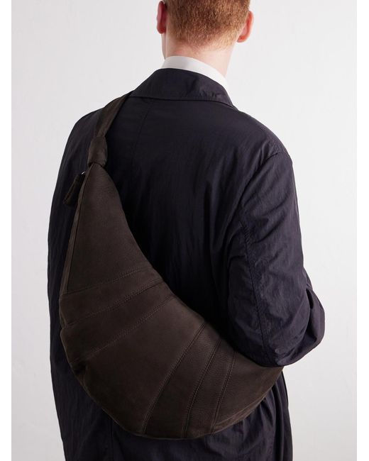 Lemaire White Croissant Nubuck Messenger Bag for men
