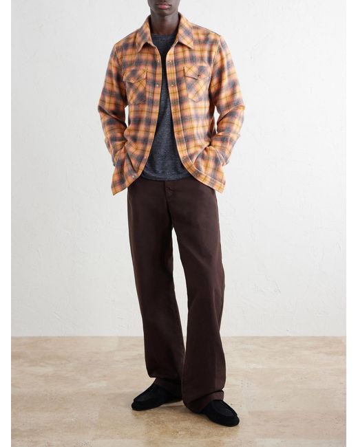 God's True Cashmere Orange Checked Cashmere Shirt for men