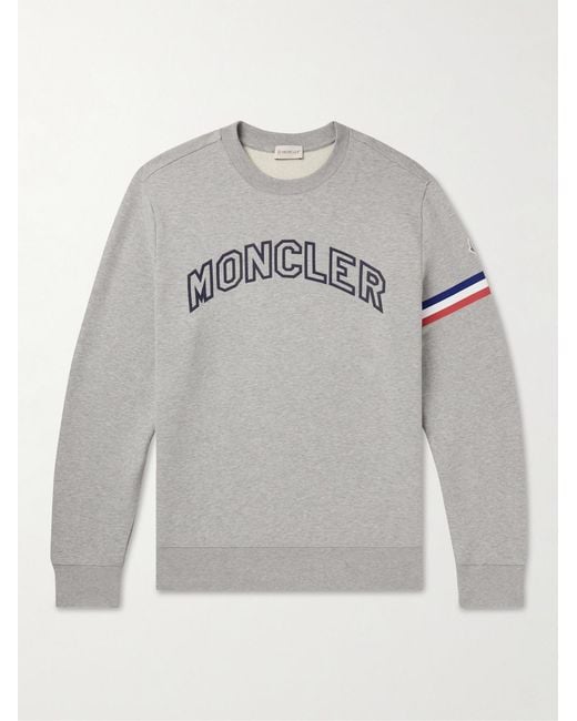 Moncler Gray Logo-Print Striped Cotton-Jersey Sweatshirt for men