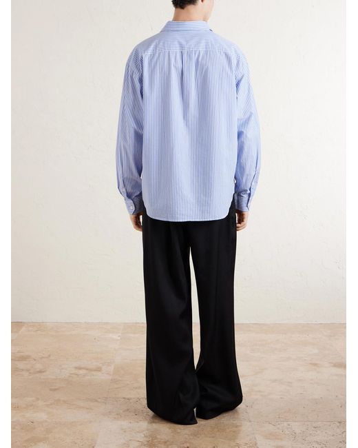 mfpen Blue Generous Striped Cotton Shirt for men