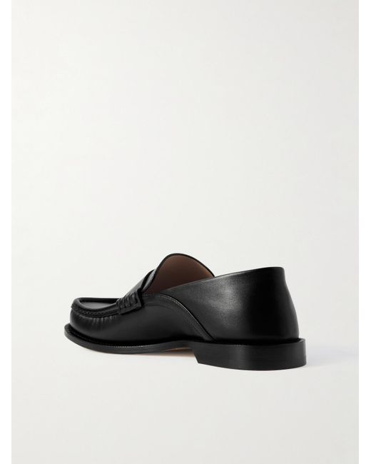 Loewe Black Campo Collapsible-Heel Leather Penny Loafers for men