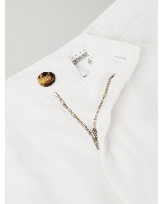 Brunello Cucinelli White Straight-Leg Cotton Chinos for men