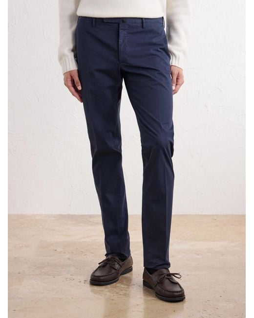Slowear Blue Slim Batavia Straight-leg Cotton-blend Woven Trousers for men