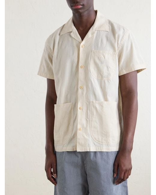 Drake's Natural Camp-Collar Linen Shirt for men