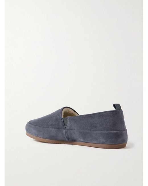 Mulo Blue Fleece-Lined Suede Loafers for men