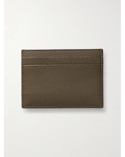 Saint Laurent Natural Tiny Cassandre Logo-appliquéd Full-grain Leather Cardholder for men