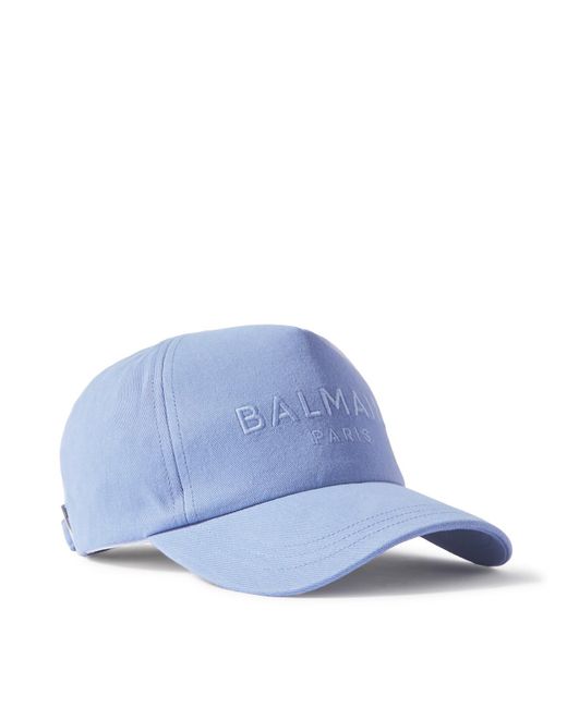 Balmain Blue Logo-embroidered Cotton-twill Baseball Cap for men