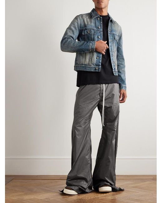 Rick Owens Gray Pusher Wide-Leg Nylon-Canvas Drawstring Trousers for men