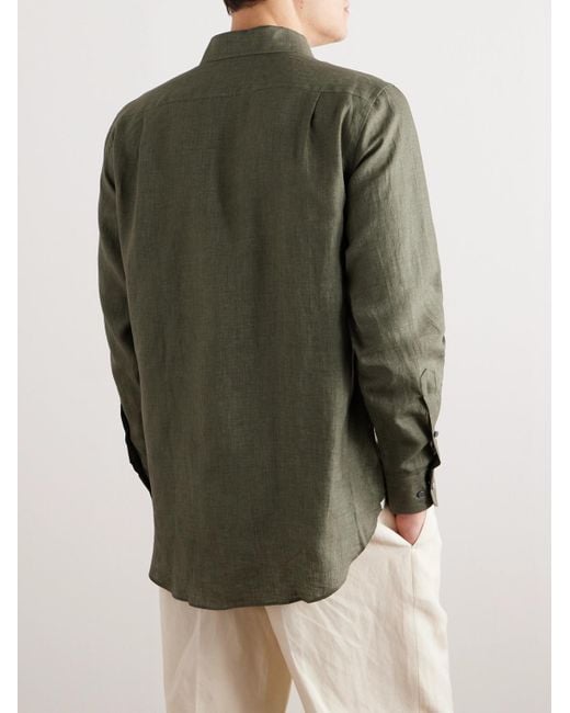 Camicia in lino André Arizona di Loro Piana in Green da Uomo