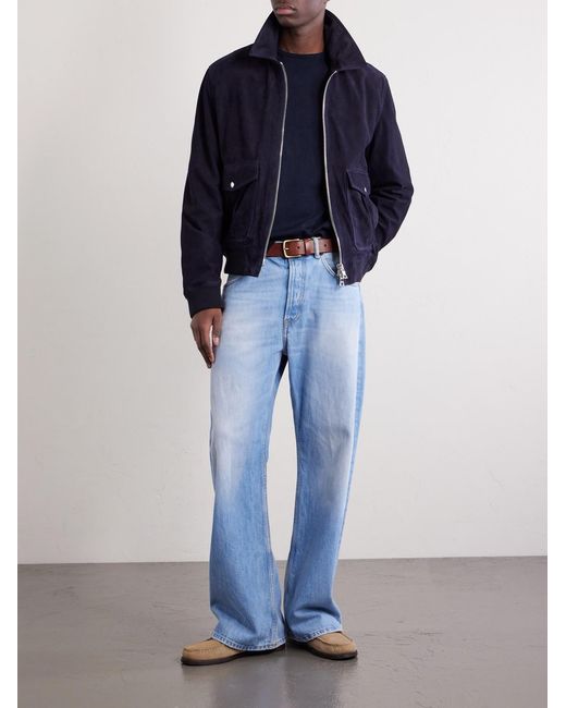 Mr P. Blue Suede Blouson Jacket for men